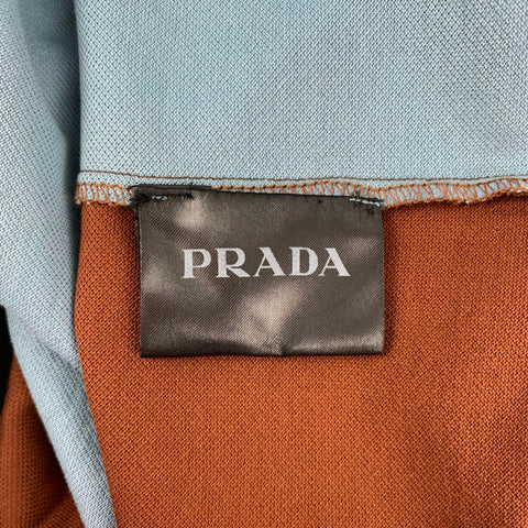 PRADA 2018 Size XL Brown & Blue Color Block Polo