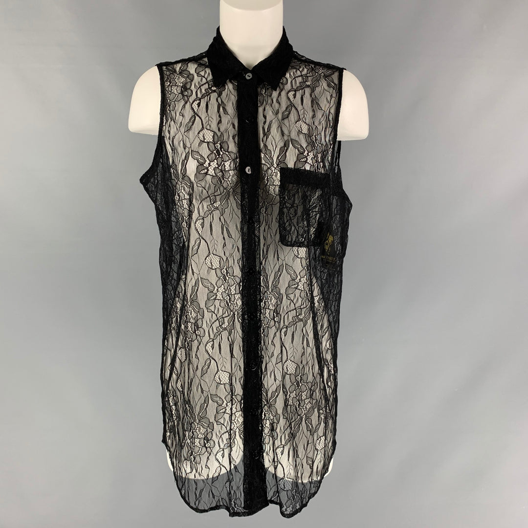 EQUIPMENT Size M Black Lace Sleeveless Top