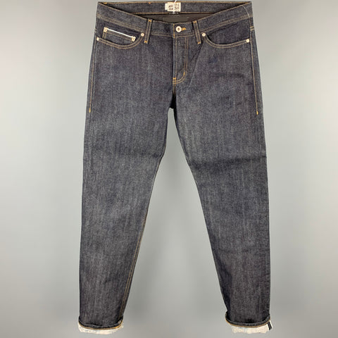 NAKED AND FAMOUS Size 34 Indigo Contrast Stitch Selvedge Denim Jeans