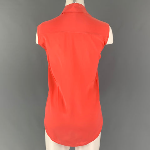 GIVENCHY Size 6 Orange Silk Sleeveless Casual Top