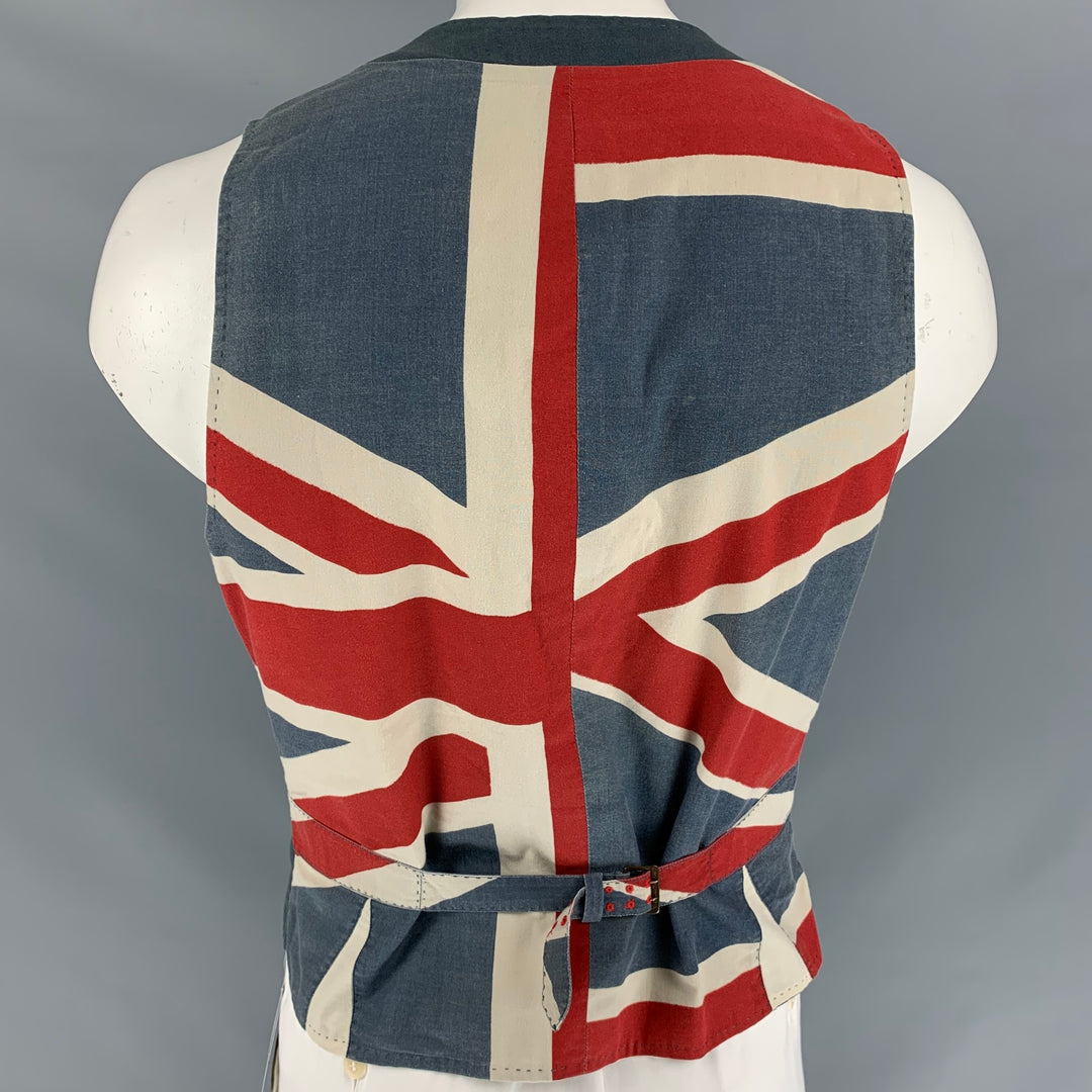 PAUL SMITH Size L Blue Solid Cotton Buttoned Vest