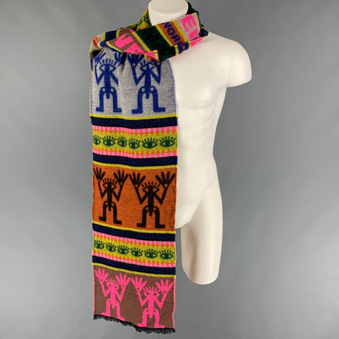 WALTER VAN BEIRENDONCK Multi-Color Print Wool Scarf