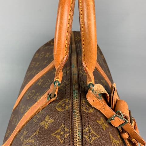 Vintage LOUIS VUITTON Keepall 45 Brown & Beige Monogram Coated Canvas Leather Bag