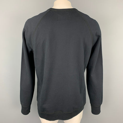 REIGNING CHAMP Size XL Black & White Logo Cotton Crew-Neck Sweatshirt