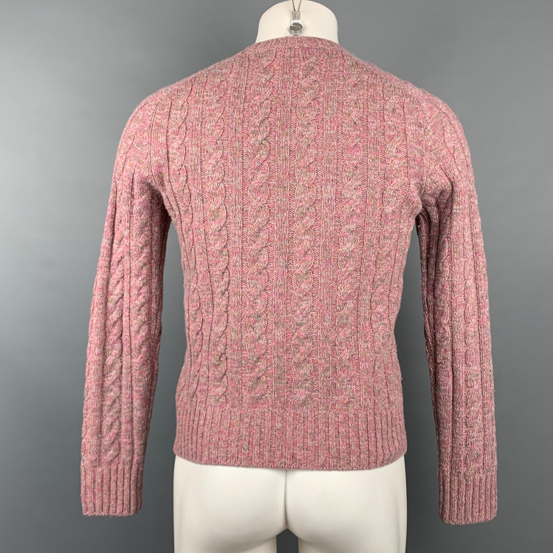 PRADA Size XS Rose Grey Cable Knit Wool / Cashmere Crew-Neck Sweater