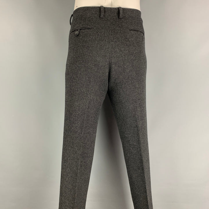 ADAM KIMMEL Size 34 Charcoal Black Grid Wool Dress trousers