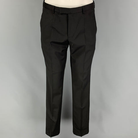 HUGO BOSS Size 38 Black Wool Notch Lapel Tuxedo Suit