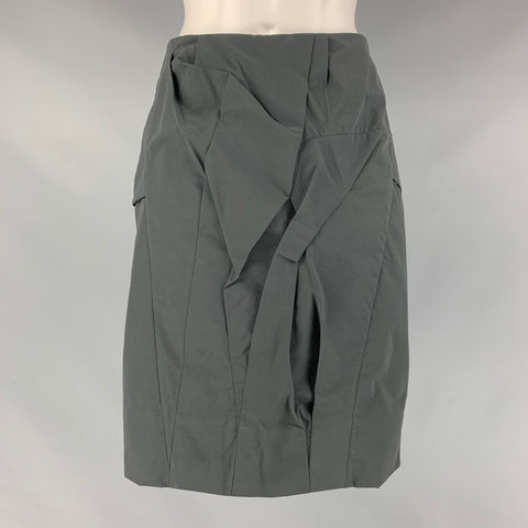 MARNI Size 2 Slate Cotton & Nylon Abstract Pencil Skirt