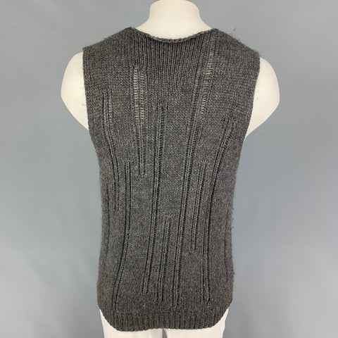 HUGO BOSS Size L Grey Knit Wool Blend Pullover Vest