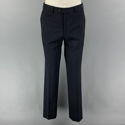 LANVIN Size 38 Navy Lana Wool Notch Lapel Suit