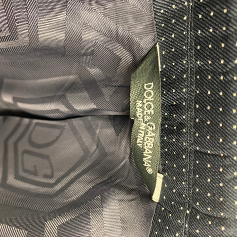 DOLCE & GABBANA Size 38 Navy Print Silk Peak Lapel Sport Coat