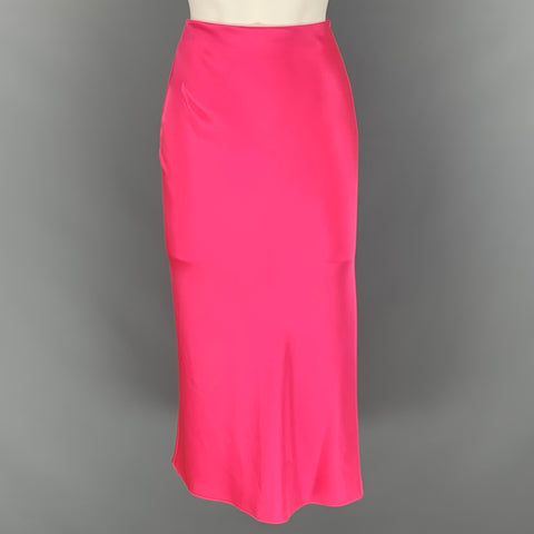 ALICE + OLIVIA Falda evasé lisa de mezcla de triacetato rosa talla 0