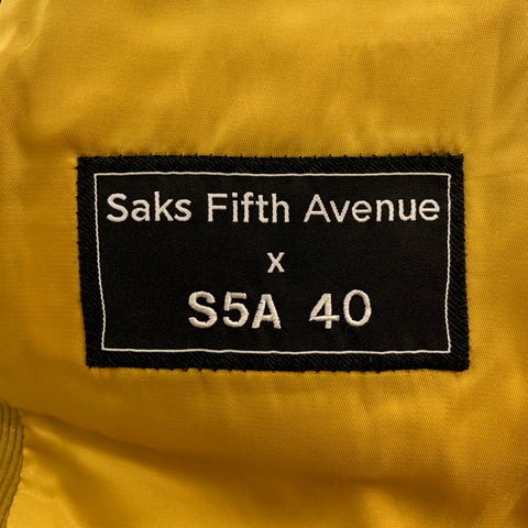 SAKS FIFTH AVENUE Size 40 Yellow Corduroy Notch Lapel Suit