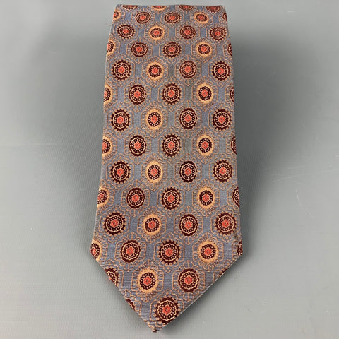 ERMENEGILDO ZEGNA Brown Grey Dots Silk Tie