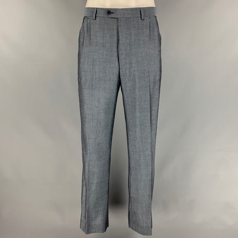 PAUL SMITH Size 46 Navy & White Mohair Blend Single Breasted Suit
