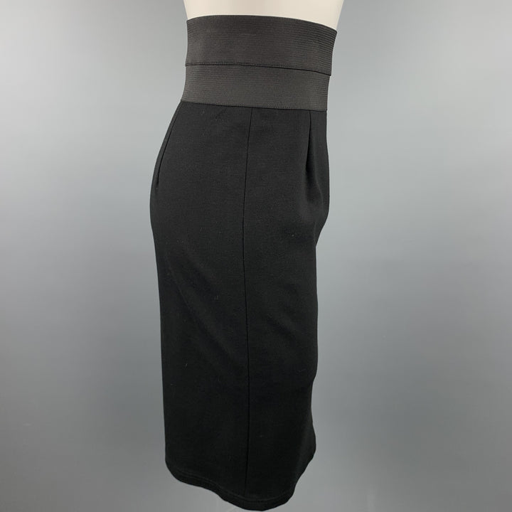 AKRIS Size 6 Black Stretch Elastic Waistband Pencil Skirt