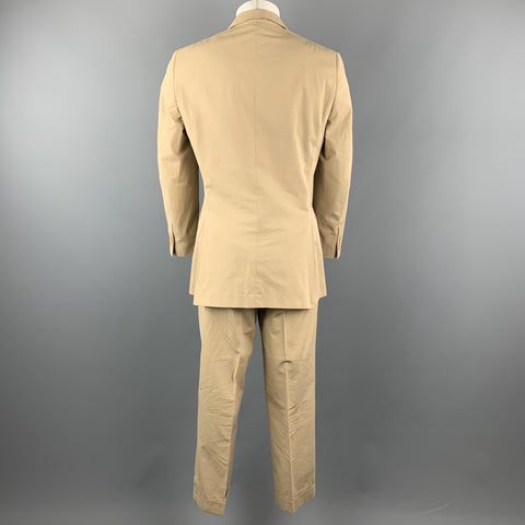 LUCIANO BARBERA 38 Regular Khaki Cotton Suit