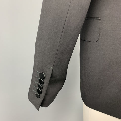 GUCCI Size 38 Regular Black Solid Wool Peak Lapel Sport Coat