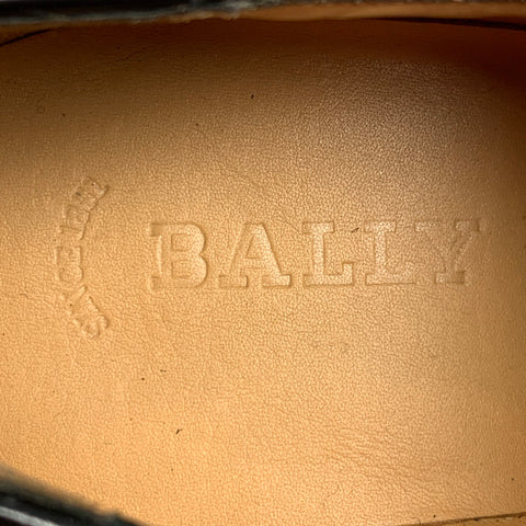 BALLY Size 7 Black Perforated Patent Leather Wingtip Lace Up Shoes