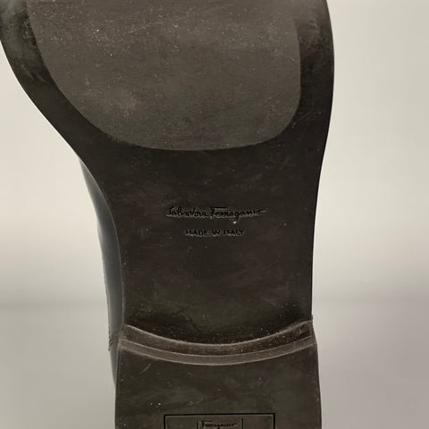 SALVATORE FERRAGAMO Size 11 Black Leather Pull On Chelsea Boots