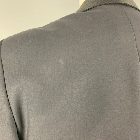 LANVIN Size 34 Navy Solid Wool Mohair Shawl Collar Tuxedo