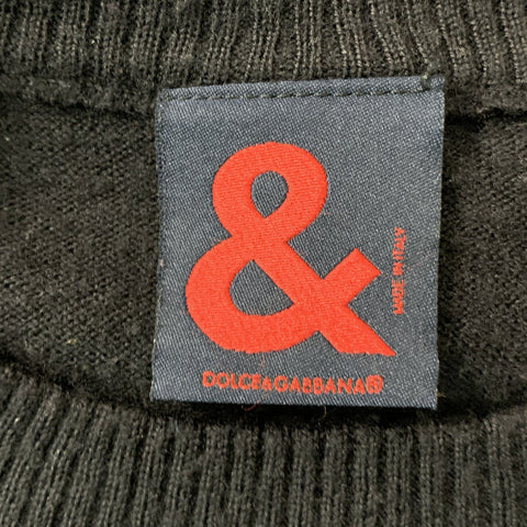 D&G by DOLCE & GABBANA Size 44 Black Knit Wool &  Acrylic Crew-Neck Pullover