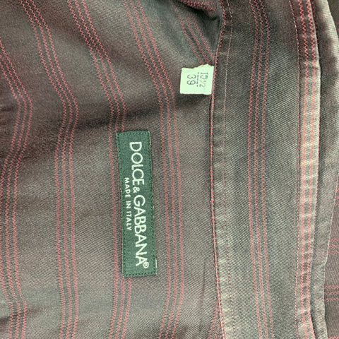 DOLCE & GABBANA Size M Red Burgundy Stripe Long Sleeve Shirt