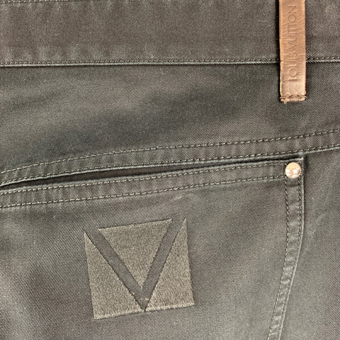 LOUIS VUITTON Size 32 Black Solid Cotton Jean Cut Casual Pants