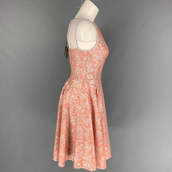 EMPORIO ARMANI Size 0 Orange Polyester Sequined A-Line Dress