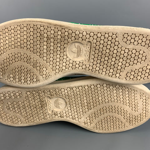 ADIDAS x Stan Smith Size 8.5 White Green Print Leather Sneakers