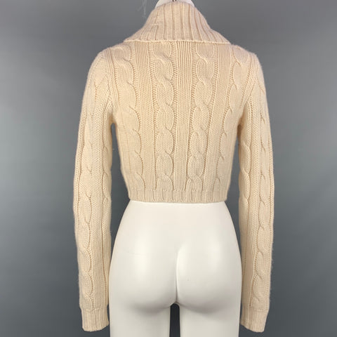 RALPH LAUREN Blue Label Size M Cream Knitted Cashmere / Wool Cardigan