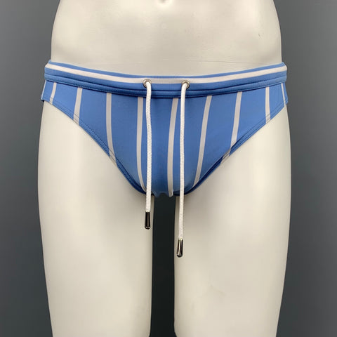 DOLCE & GABBANA Beach Wear Size S Blue & White Stripe Polyamide Swim Briefs