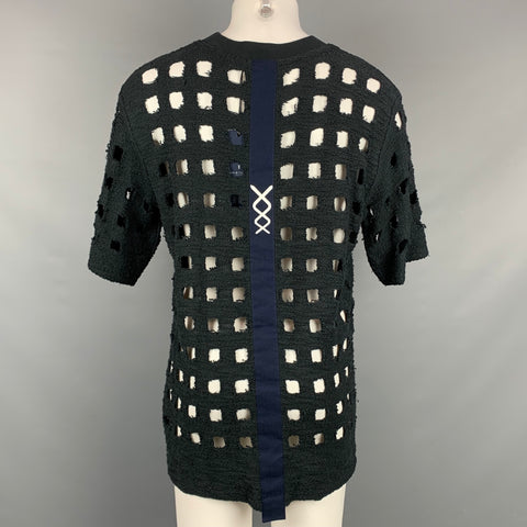 NICOLO TONETTO Size M Black Cut Outs Cotton Crew-Neck Pullover