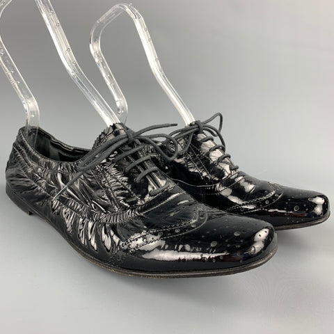 MIU MIU Zapatos Oxford de charol perforado negro talla 7.5
