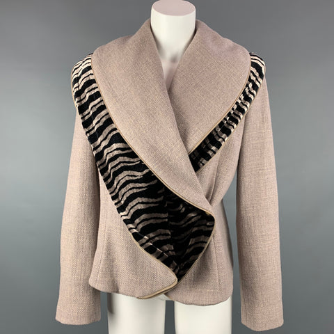 GIORGIO ARMANI Taille 8 Veste en laine / cachemire taupe et noire