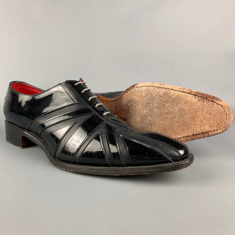 JEFFERY WEST Size 11.5 Black Patent Leather Lace Up Shoes