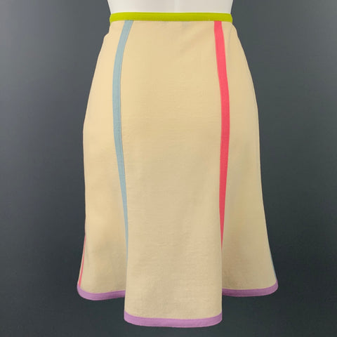 MOSCHINO Size 6 Cream Jersey Virgin Wool 3 Piece Skirt Set
