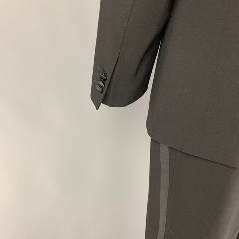 EMPORIO ARMANI Size 44 Black Wool Peak Lapel Tuxedo Suit