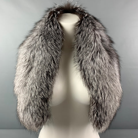 VINTAGE Silver Grey Fur Scarf