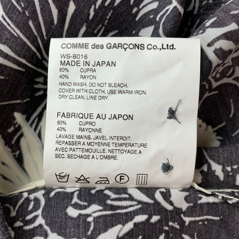 JUNYA WATANABE S/S 17 Size M Black & White Floral Cupro / Rayon Camp Short Sleeve Shirt