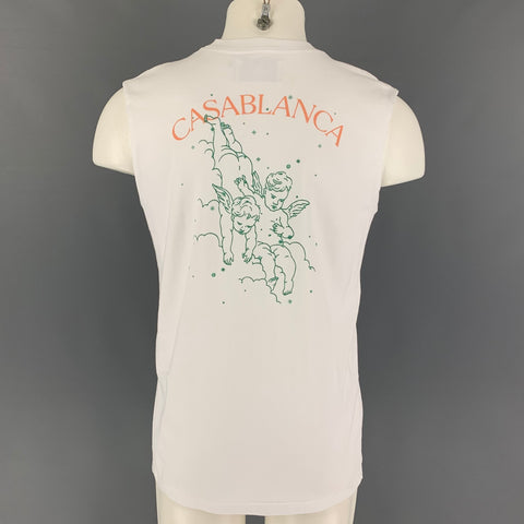 CASABLANCA Camiseta Cupido Algodón Blanco Verde Talla M