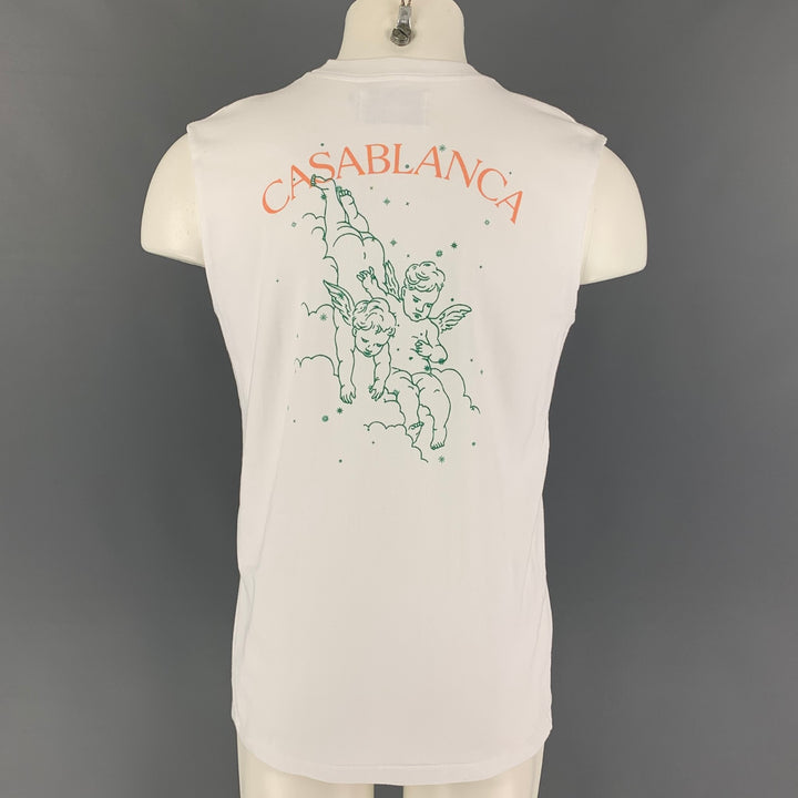 CASABLANCA Camiseta Cupido Algodón Blanco Verde Talla M