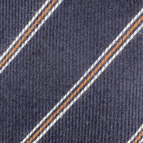 LUIGI BORRELLI Navy Striped Silk / Cashmere Tie