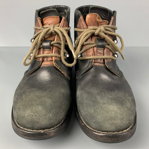 TIMBERLAND Talla 8.5 Botas con cordones de cuero desgastado marrón pizarra