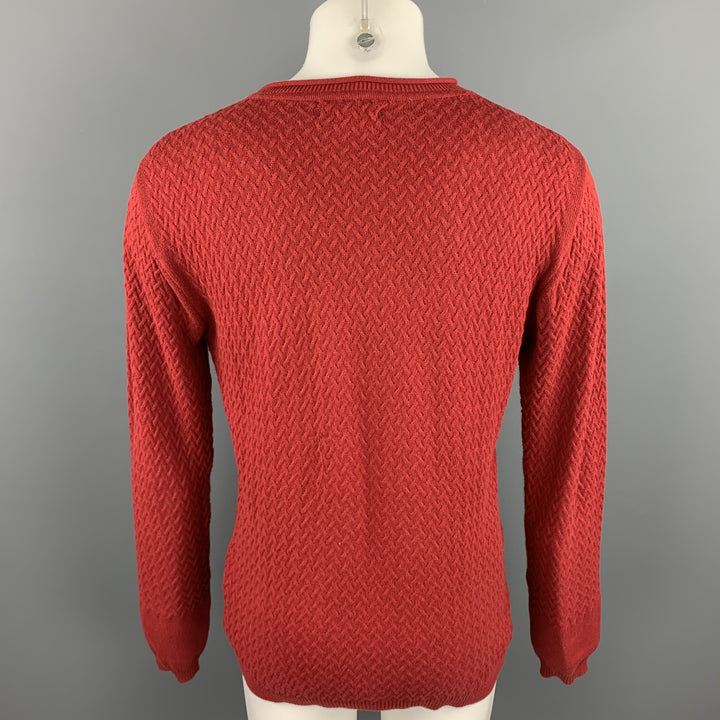OLIVER SPENCER Taille M Pull à col rond en coton tricoté rouge