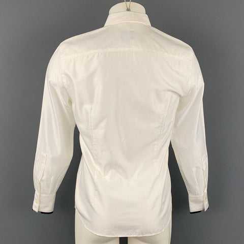 VERSACE COLLECTION Trend Size M White & Black Pleated Viscose / Cotton Long Sleeve Shirt