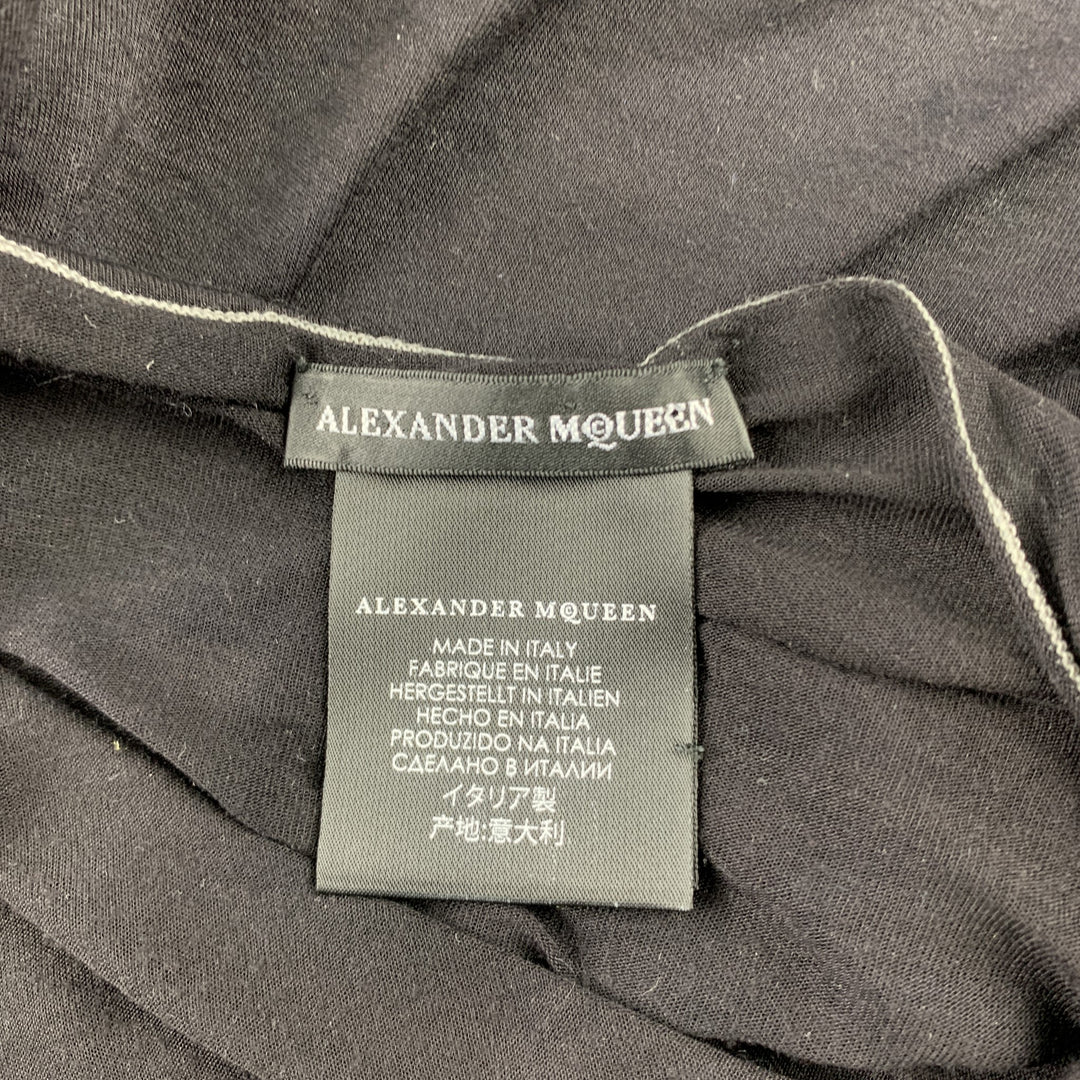 ALEXANDER MCQUEEN Black & Gray Trim Silk Scarf