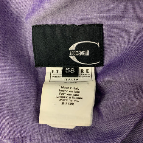 JUST CAVALLI Size XXL Purple Print Cotton Button Up Long Sleeve Shirt