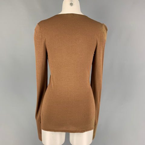 GUCCI Taille S Pull à manches longues en mélange de soie cuivrée