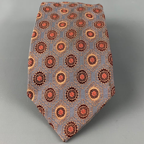 ERMENEGILDO ZEGNA Brown Grey Dots Silk Tie